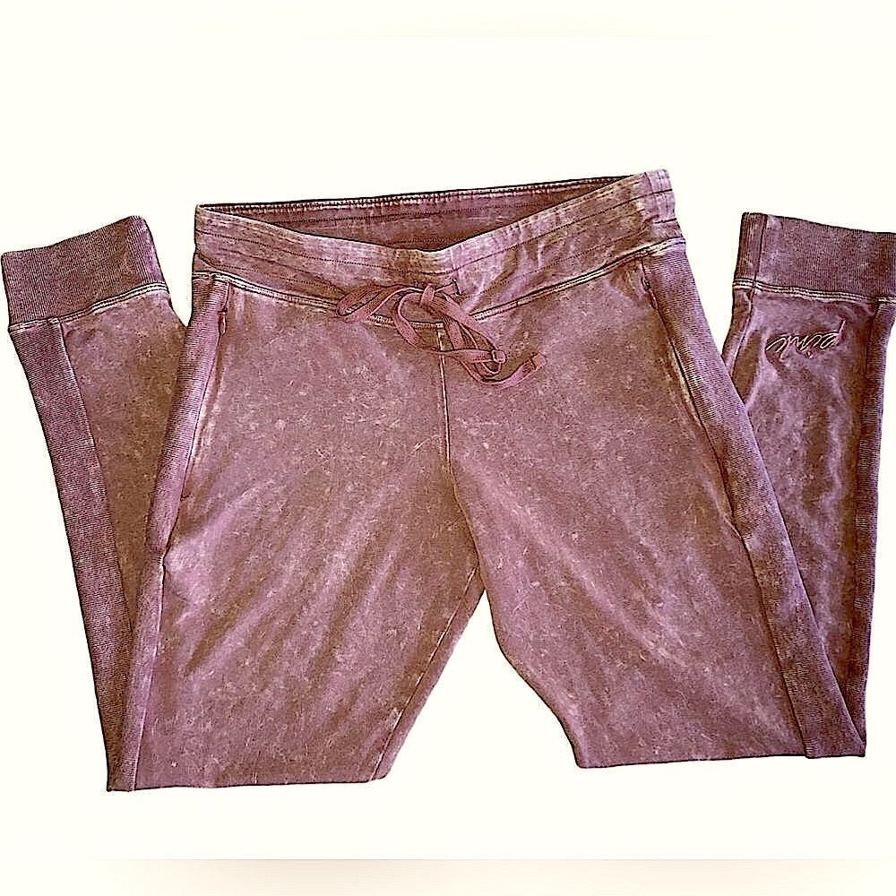 PINK by Victoria secret acid washed cotton campus drawstring yoga pants Sz Lg